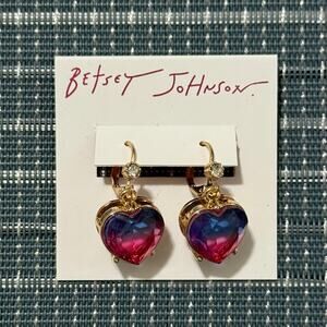 NEW | Betsey Johnson | Ombre Stone Heart Drop Earrings